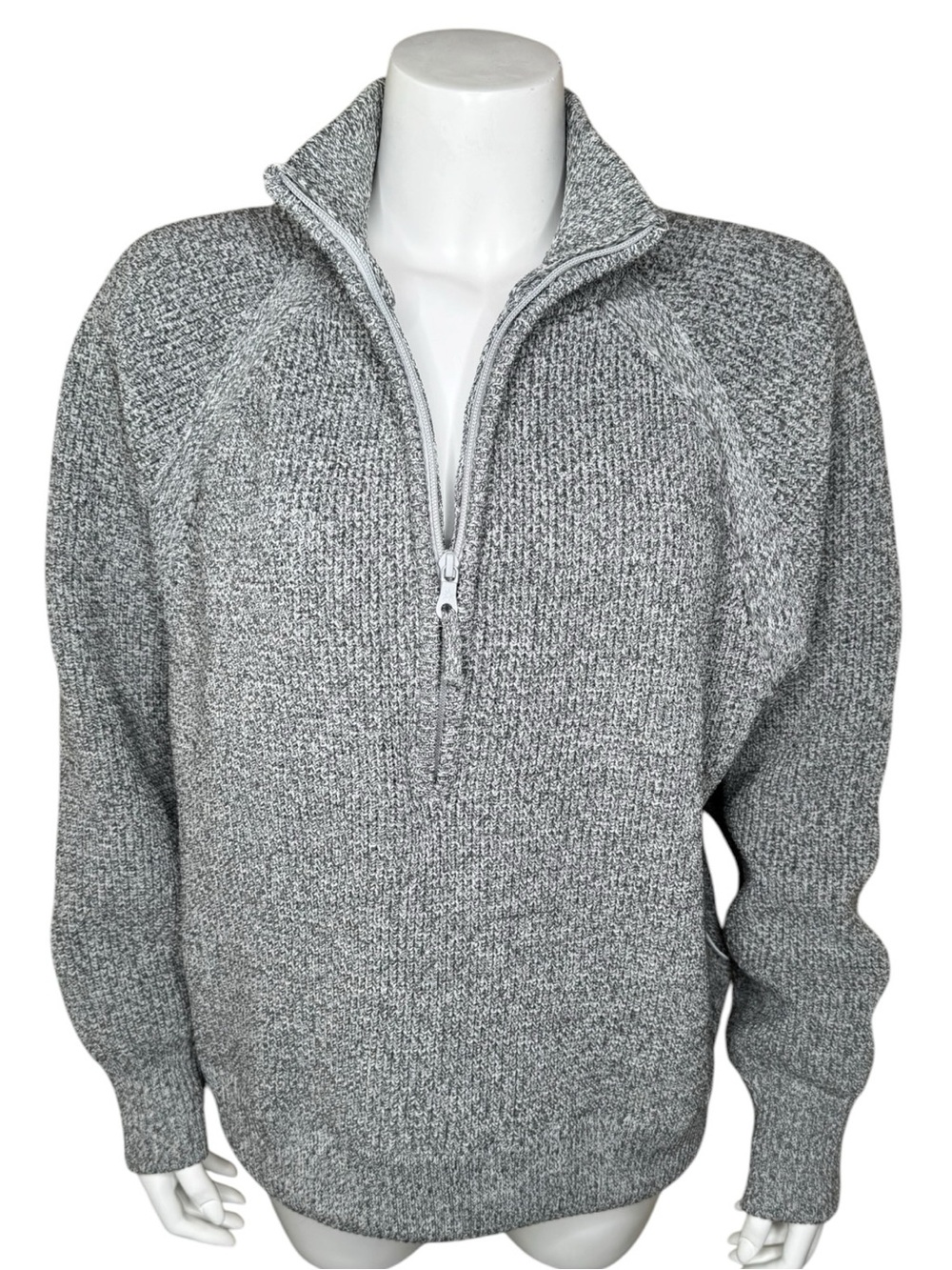 Aerie Offline Cool Down Quarter Zip Waffle Sweater XL Gray